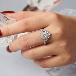 Radiant Pear Halo Diamond Engagement Ring
