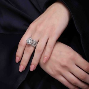 Luxury Halo Diamond Multi-Band Ring